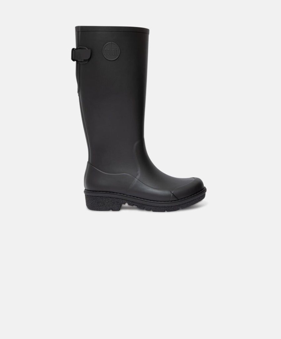 Women FitFlop Wellington Boots | Fitflop Wonderwelly Tall All Black Boots