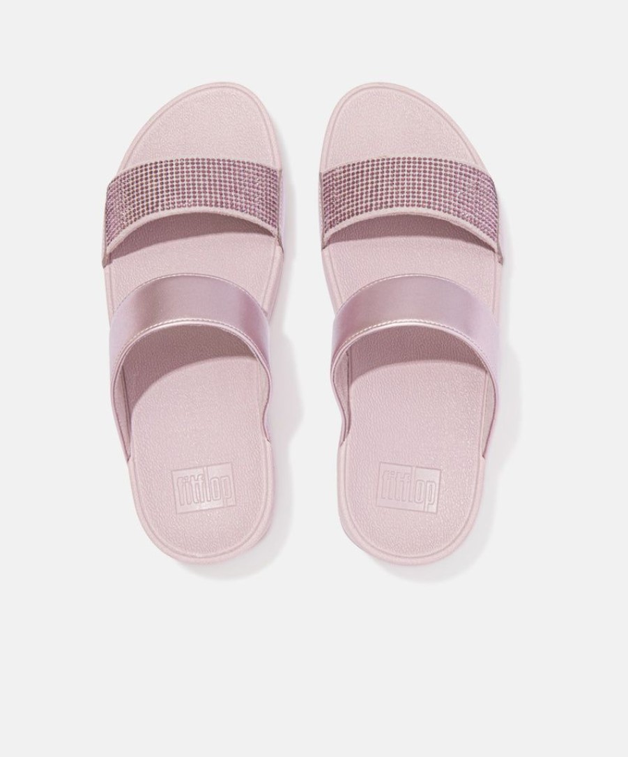 Women FitFlop Slides | Fitflop Lulu Crystal Embellished Slides Purple