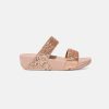 Women FitFlop Two Strap Sandals | Fitflop Lulu Glitter Rose Gold Slides