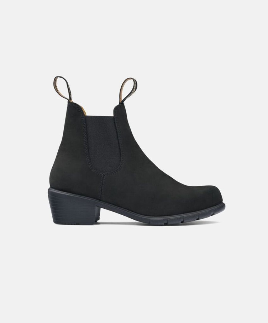 Women Blundstone Slip On Boots | Blundstone 1960 Black Nubuck Womens Heeled Boots